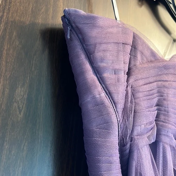 LIKE NEW! Monique Lhuillier bridesmaid lavender colored dress with tulle overlay - Picture 6 of 8